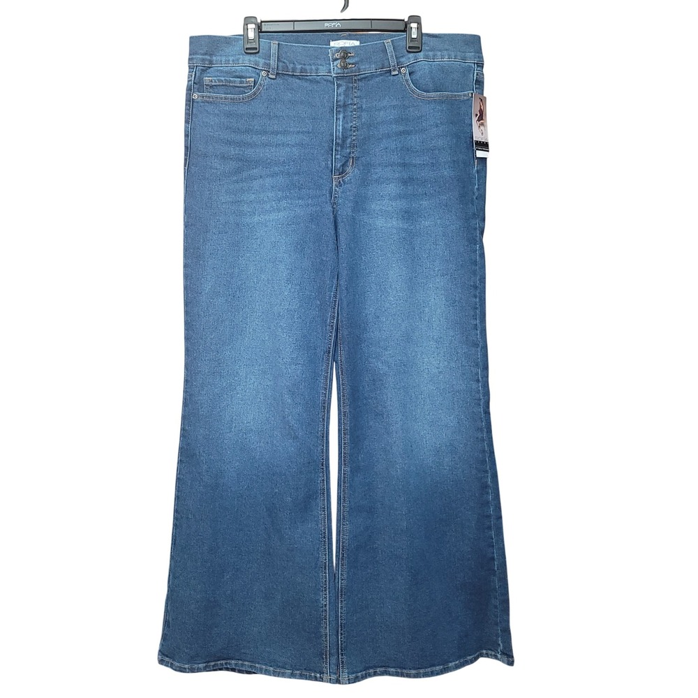 Women's Plus Wide Leg High Rise Jeans Sz 18 Boho Festival 90s Y2K Businesscasual - Picture 4 of 10
